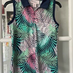 Tommy Bahama Tropical Leaf Print Tank Top - Navy, Pink, Green
